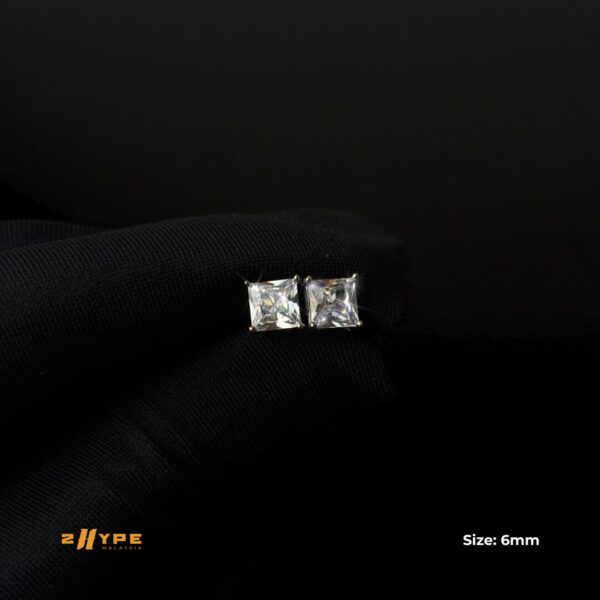 Iced Square Stud Earrings - Image 3