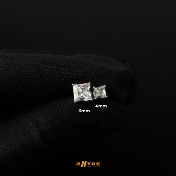Iced Square Stud Earrings - Image 4