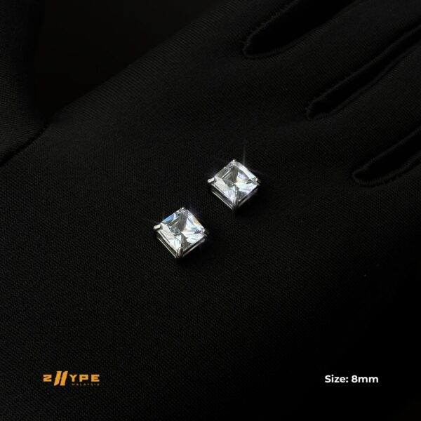 Iced Square Magnetic Earrings - Image 3