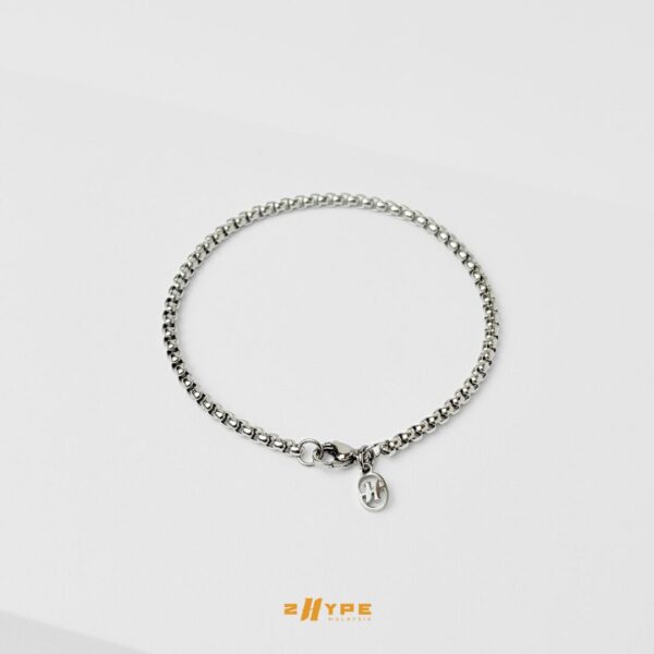Round Box Bracelet (Silver) 2mm - Image 2